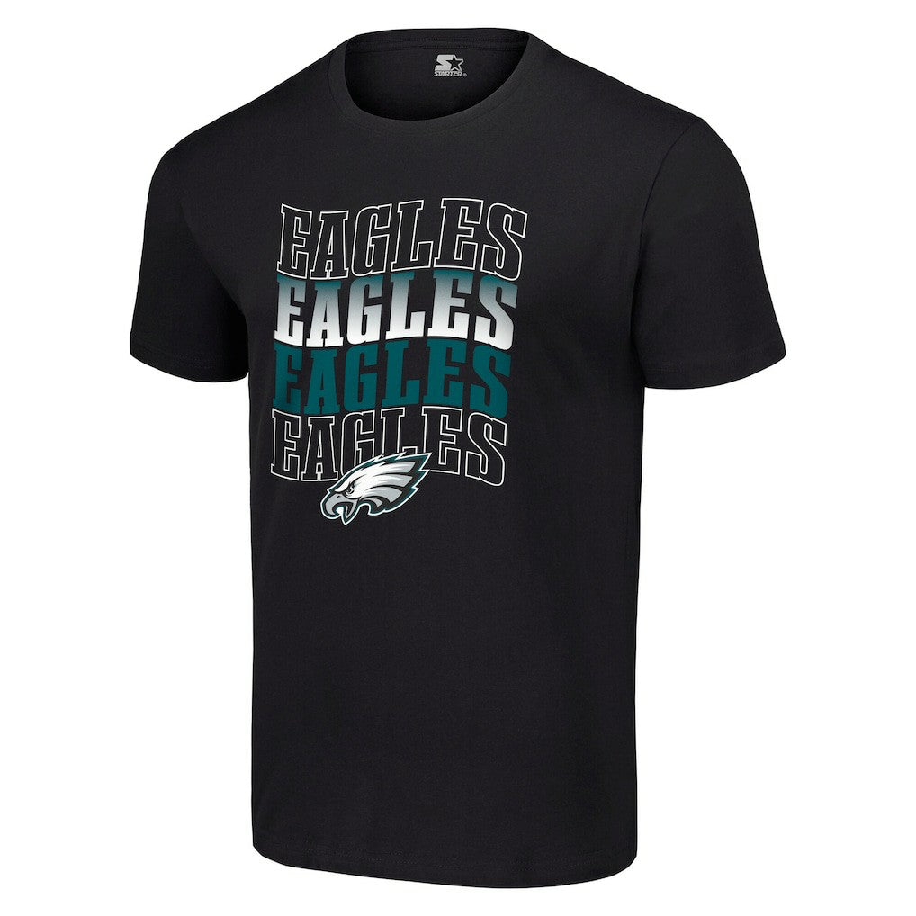 Philadelphia Eagles Starter Four Team Name Logo T-Shirt - Black - NFL