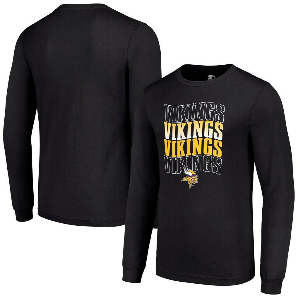Minnesota Vikings Starter Team Name Graphic Long Sleeve T-Shirt - Black - NFL
