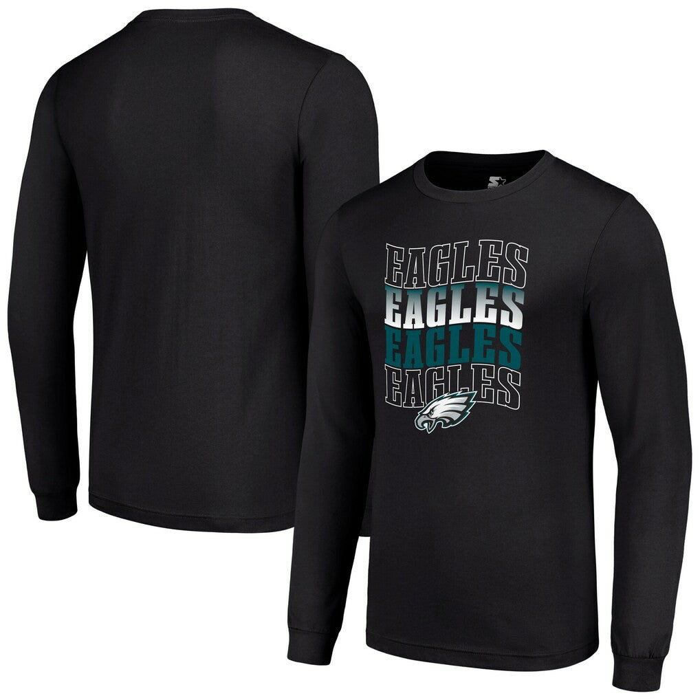 Philadelphia Eagles Starter Team Name Graphic Long Sleeve T-Shirt - Black - NFL