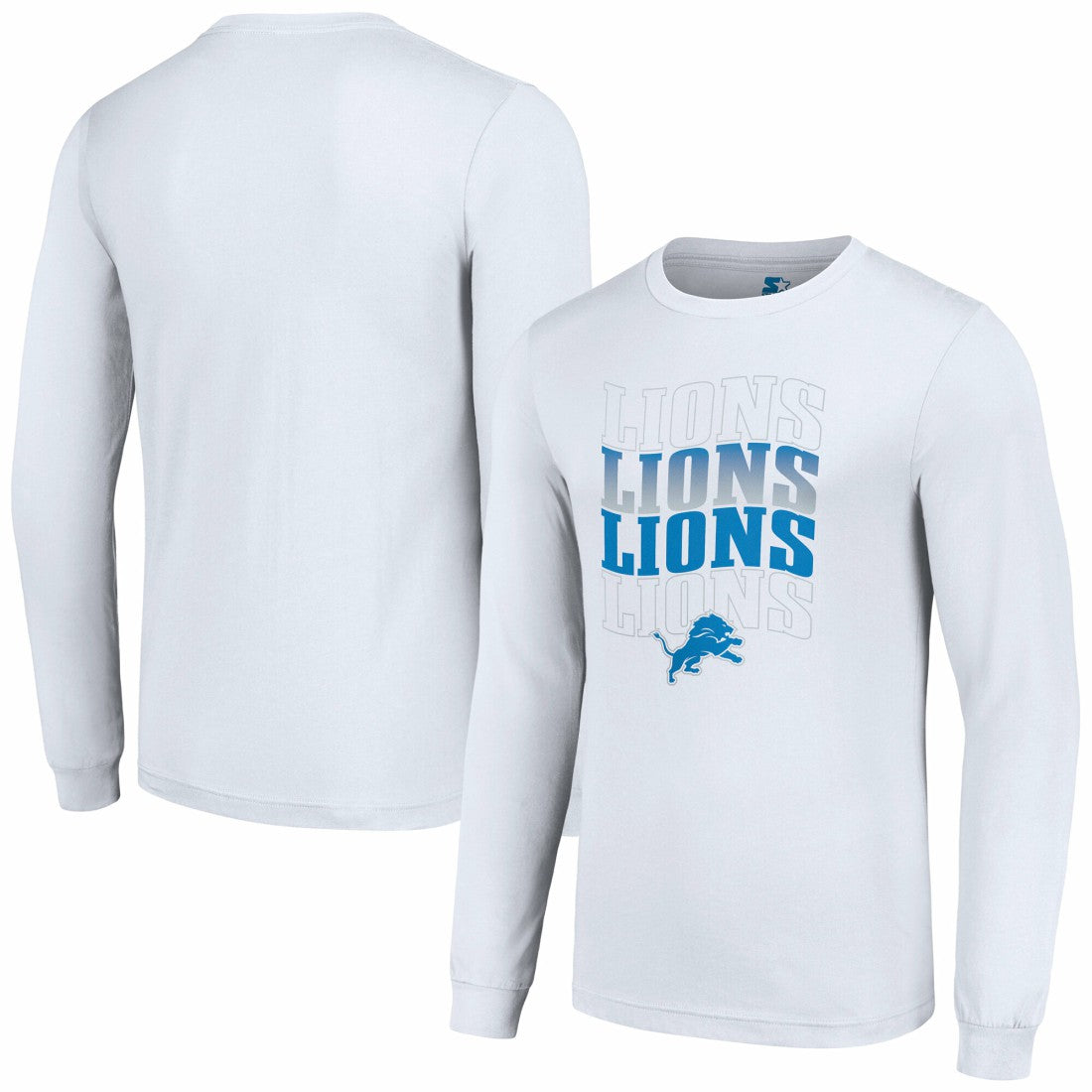 Detroit Lions Starter Team Name Graphic Long Sleeve T-Shirt - White - NFL