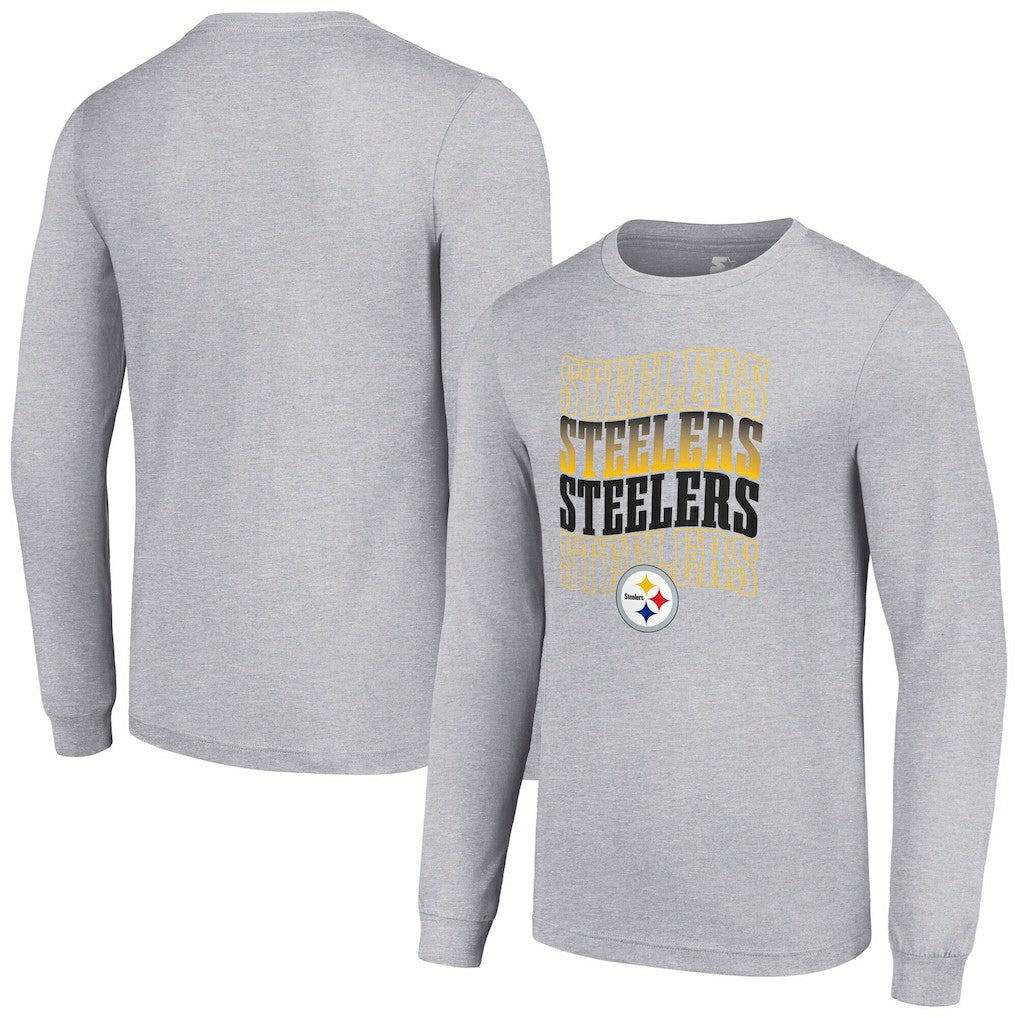 Pittsburgh Steelers Starter Team Name Graphic Long Sleeve T-Shirt - Heather Gray - NFL