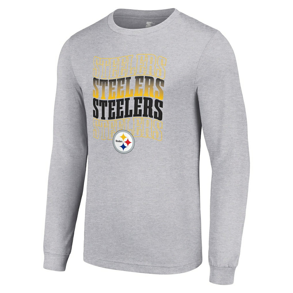 Pittsburgh Steelers Starter Team Name Graphic Long Sleeve T-Shirt - Heather Gray - NFL