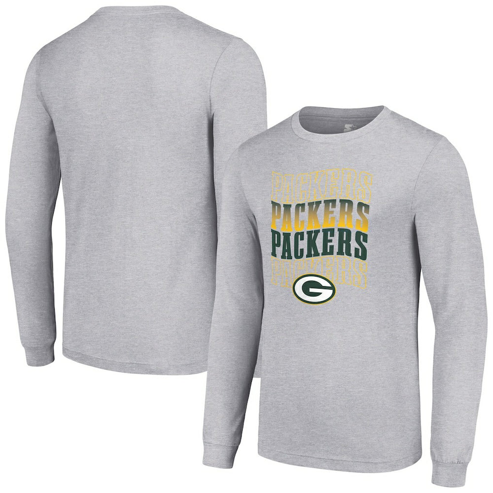 Green Bay Packers Starter Team Name Graphic Long Sleeve T-Shirt - Heather Gray - NFL