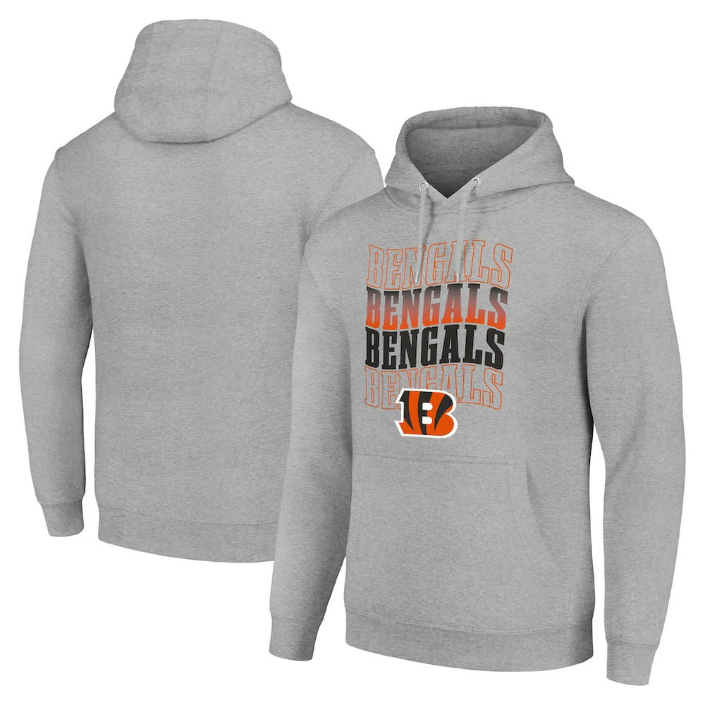 Cincinnati Bengals Starter Four Team Name Logo Fleece Pullover Hoodie - Heather Gray - NFL