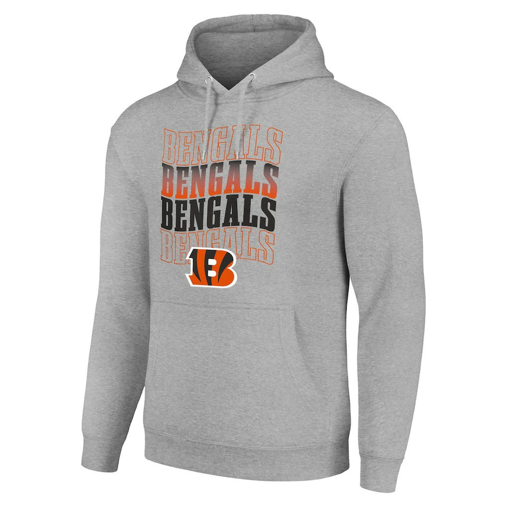 Cincinnati Bengals Starter Four Team Name Logo Fleece Pullover Hoodie - Heather Gray - NFL