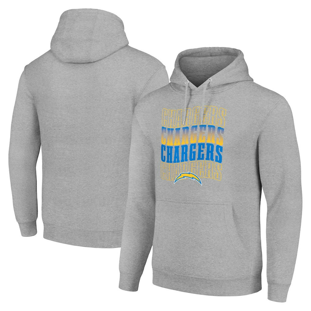 Los Angeles Chargers Starter Four Team Name Logo Fleece Pullover Hoodie - Heather Gray - NFL