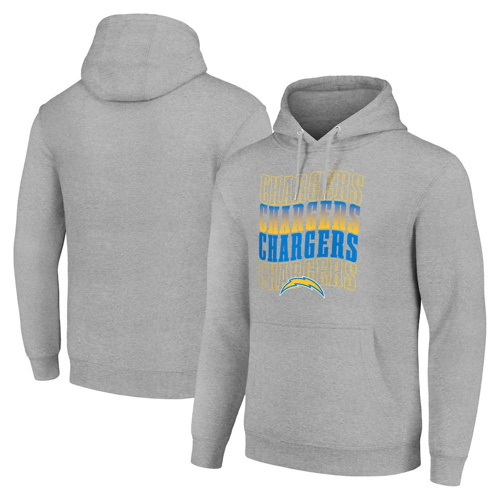 Los Angeles Chargers Starter Four Team Name Logo Fleece Pullover Hoodie - Heather Gray - NFL