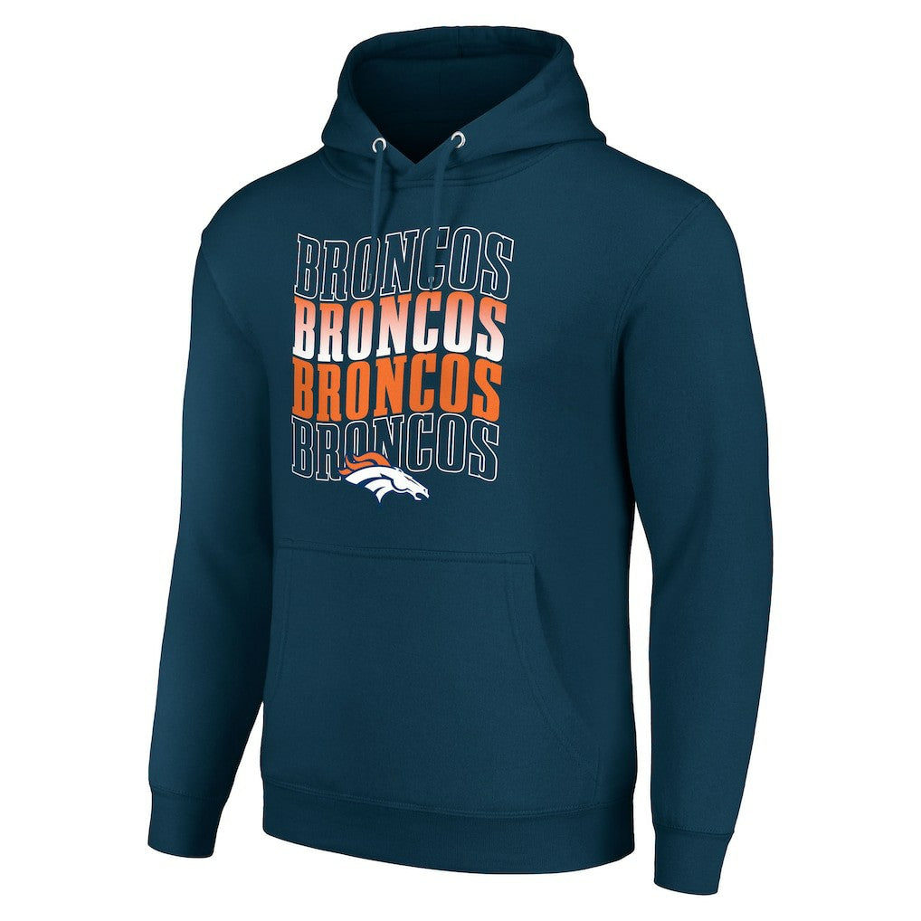 Denver Broncos Starter Four Team Name Logo Fleece Pullover Hoodie - Navy - NFL