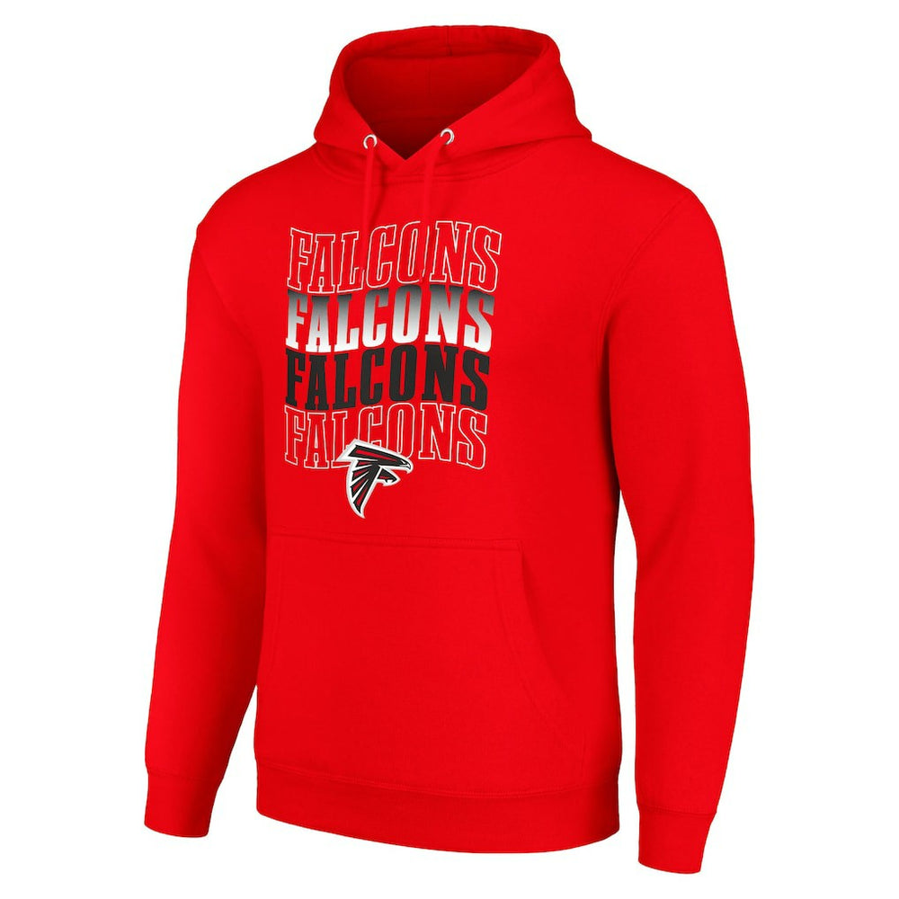 Atlanta Falcons Starter Four Team Name Logo Fleece Pullover Hoodie - Red - NFL