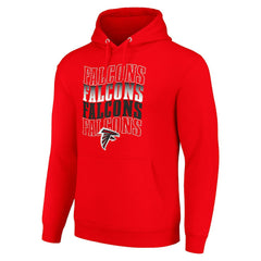Atlanta Falcons Starter Four Team Name Logo Fleece Pullover Hoodie - Red - NFL