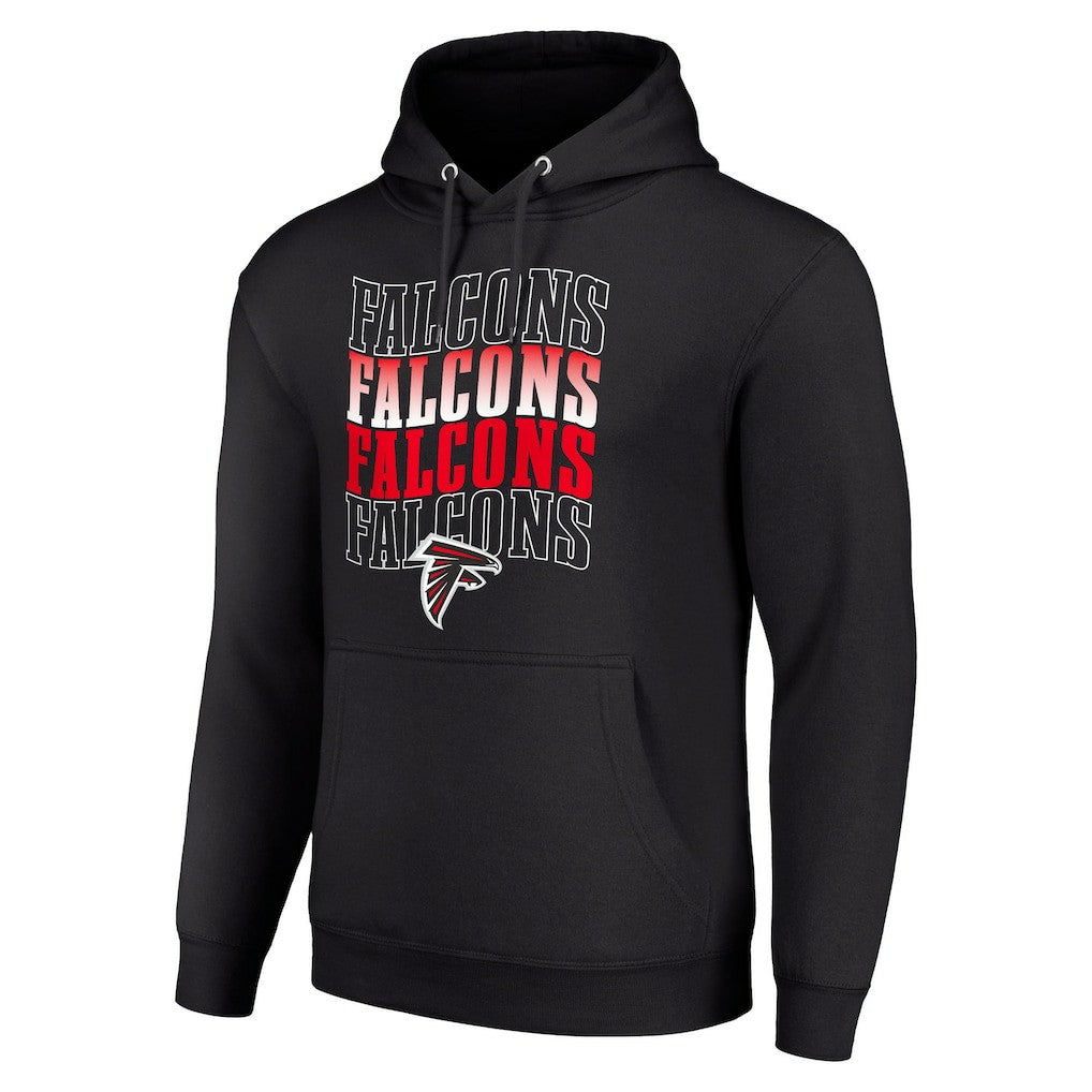 Atlanta Falcons Starter Four Team Name Logo Fleece Pullover Hoodie - Black - NFL