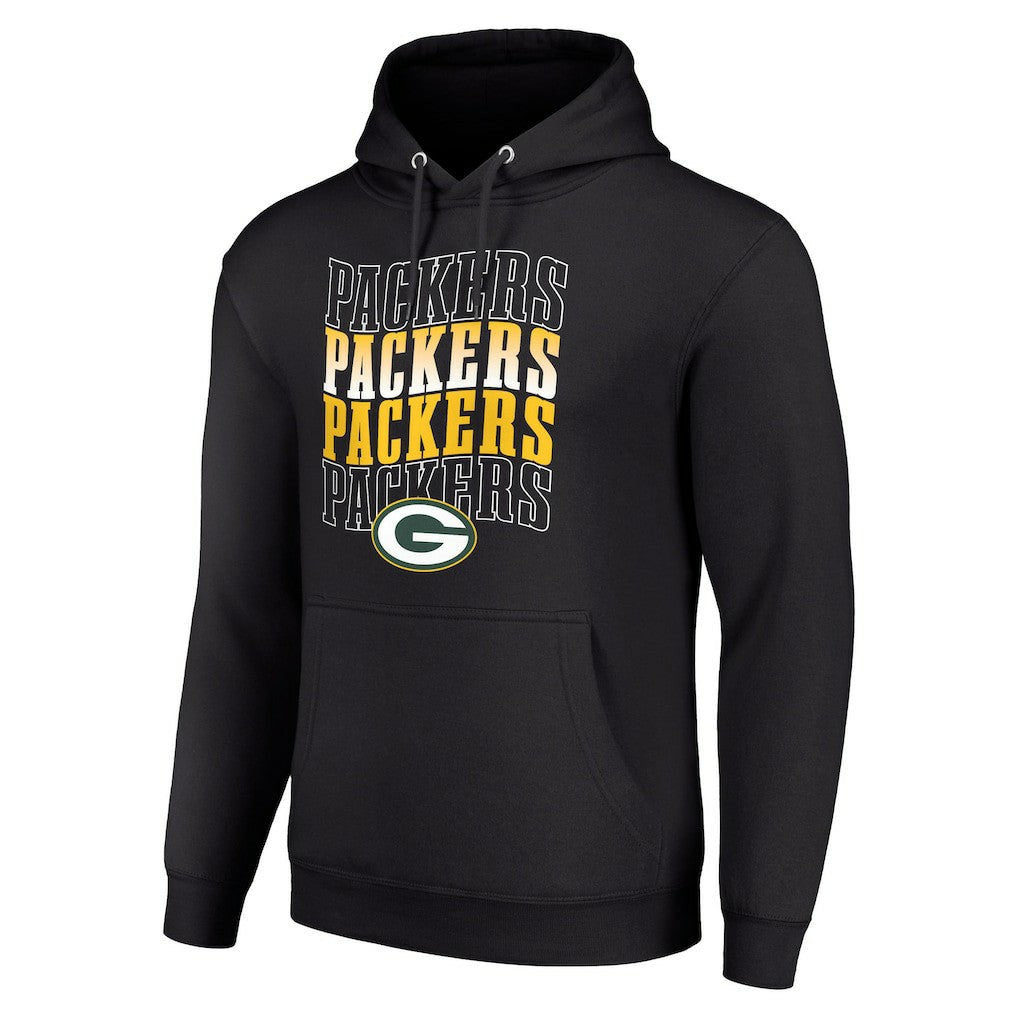 Green Bay Packers Starter Four Team Name Logo Fleece Pullover Hoodie - Black - NFL