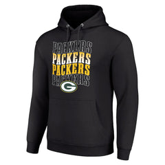 Green Bay Packers Starter Four Team Name Logo Fleece Pullover Hoodie - Black - NFL