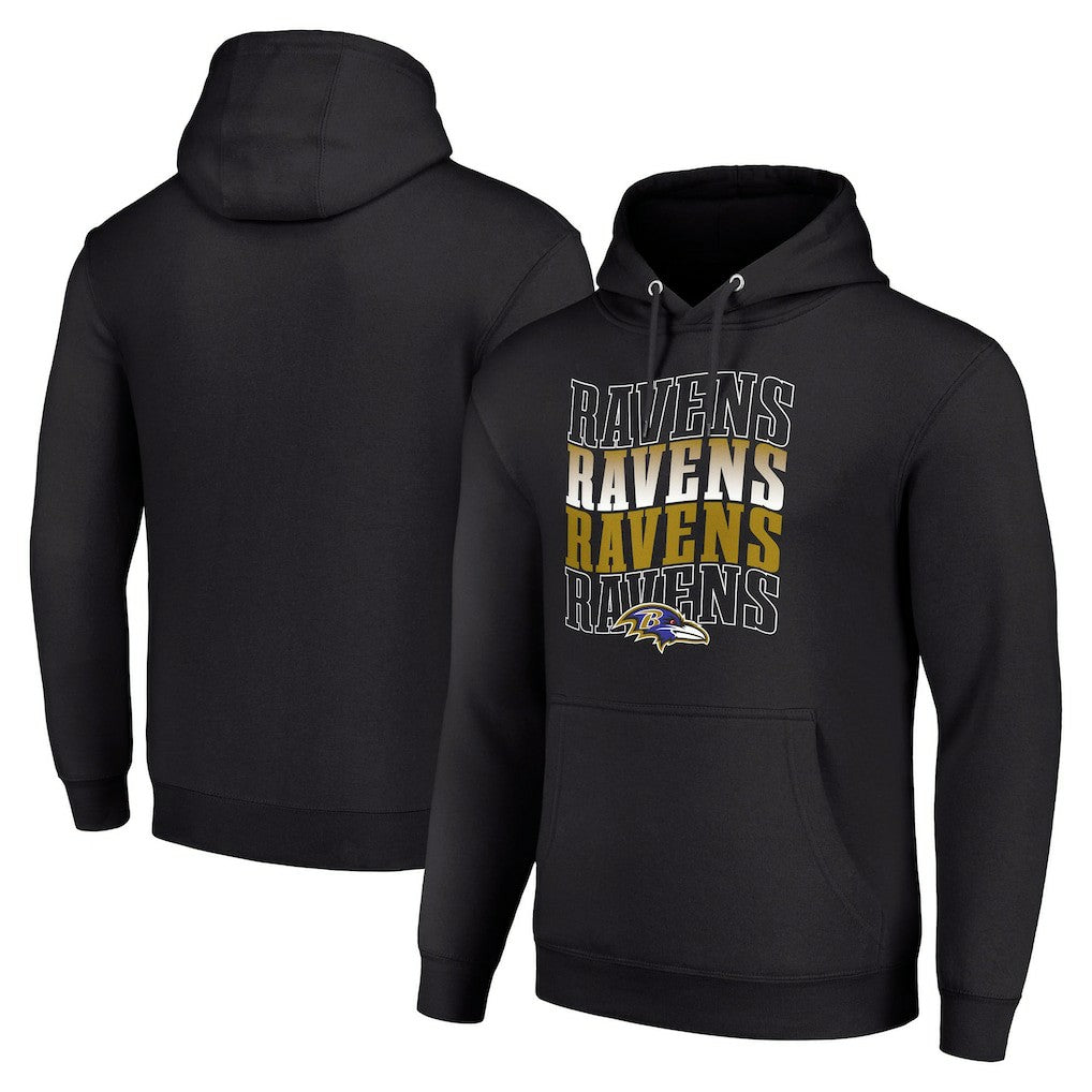 Baltimore Ravens Starter Four Team Name Logo Fleece Pullover Hoodie - Black - NFL