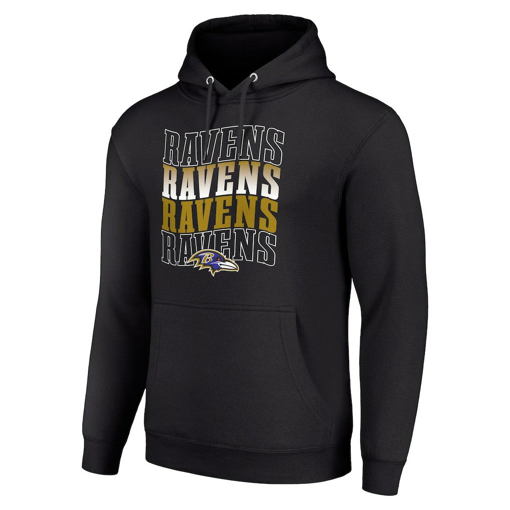 Baltimore Ravens Starter Four Team Name Logo Fleece Pullover Hoodie - Black - NFL