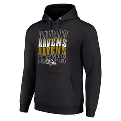 Baltimore Ravens Starter Four Team Name Logo Fleece Pullover Hoodie - Black - NFL