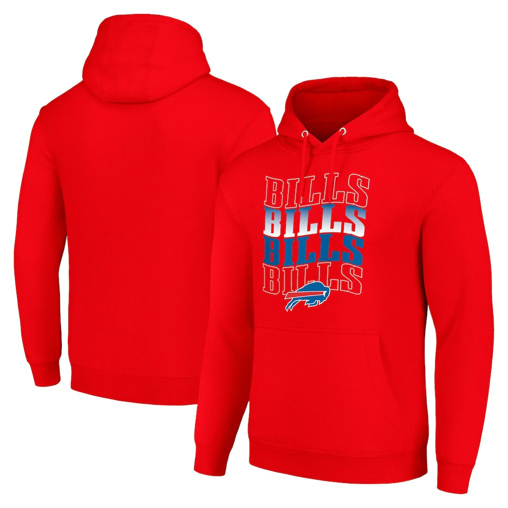 Buffalo Bills Starter Four Team Name Logo Fleece Pullover Hoodie - Red - NFL