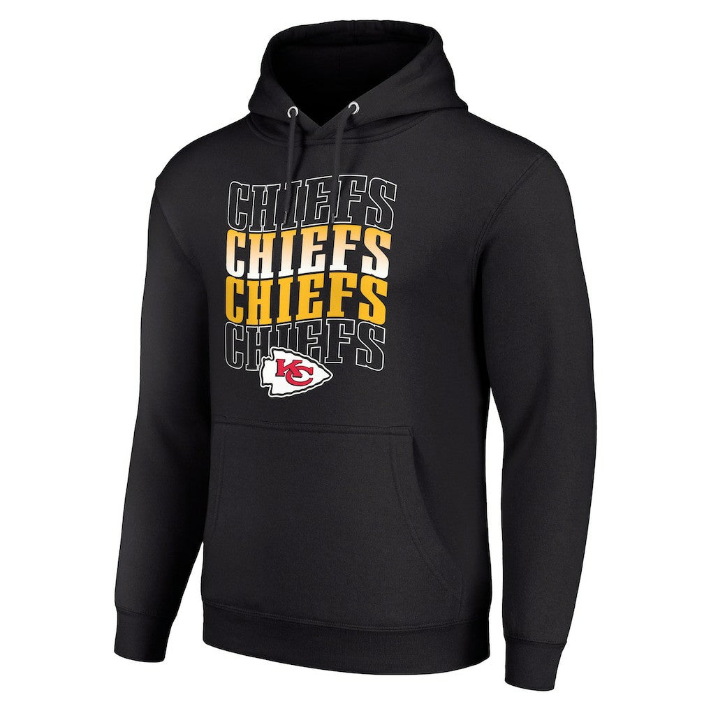 Kansas City Chiefs Starter Four Team Name Logo Fleece Pullover Hoodie - Black - NFL