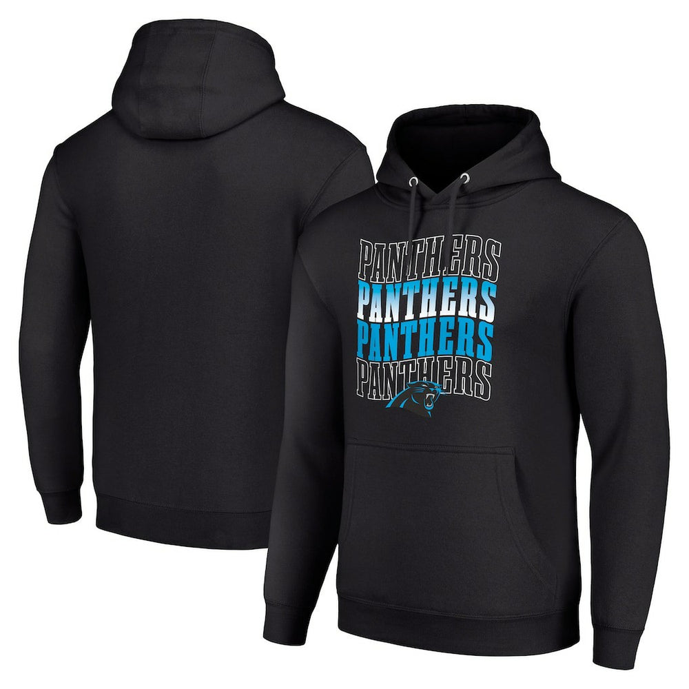 Carolina Panthers Starter Four Team Name Logo Fleece Pullover Hoodie - Black - NFL