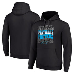 Carolina Panthers Starter Four Team Name Logo Fleece Pullover Hoodie - Black - NFL