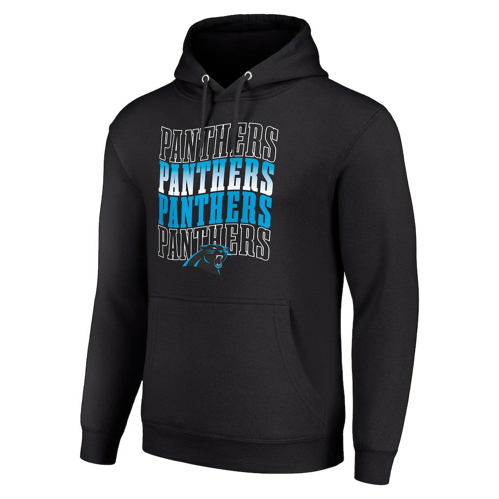 Carolina Panthers Starter Four Team Name Logo Fleece Pullover Hoodie - Black - NFL