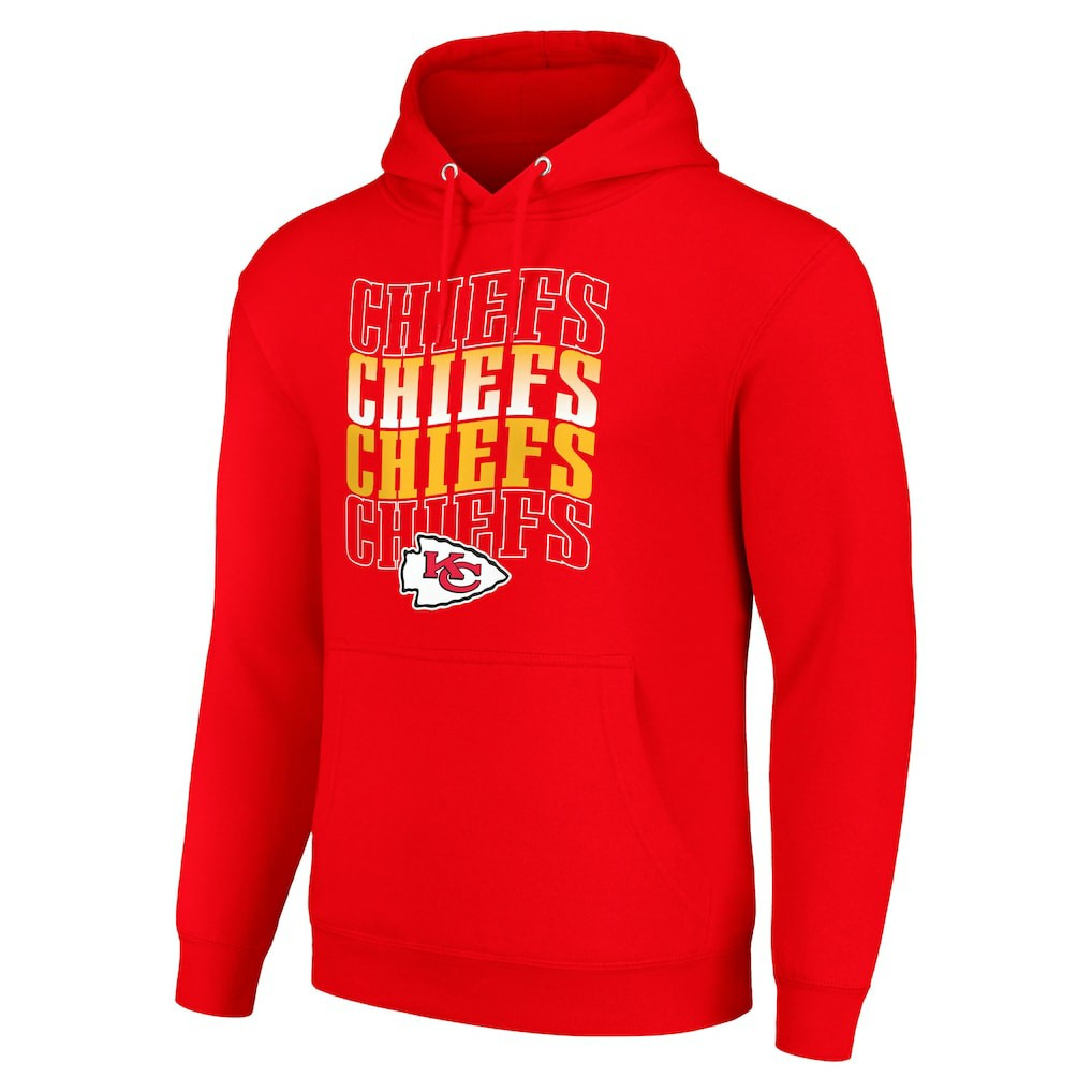 Kansas City Chiefs Starter Four Team Name Logo Fleece Pullover Hoodie - Red - NFL