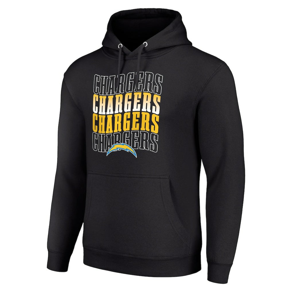 Los Angeles Chargers Starter Four Team Name Logo Fleece Pullover Hoodie - Black - NFL
