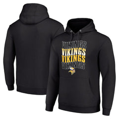 Minnesota Vikings Starter Four Team Name Logo Fleece Pullover Hoodie - Black - NFL