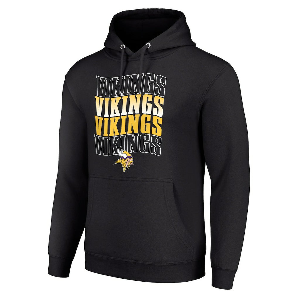 Minnesota Vikings Starter Four Team Name Logo Fleece Pullover Hoodie - Black - NFL