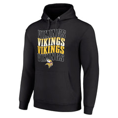 Minnesota Vikings Starter Four Team Name Logo Fleece Pullover Hoodie - Black - NFL