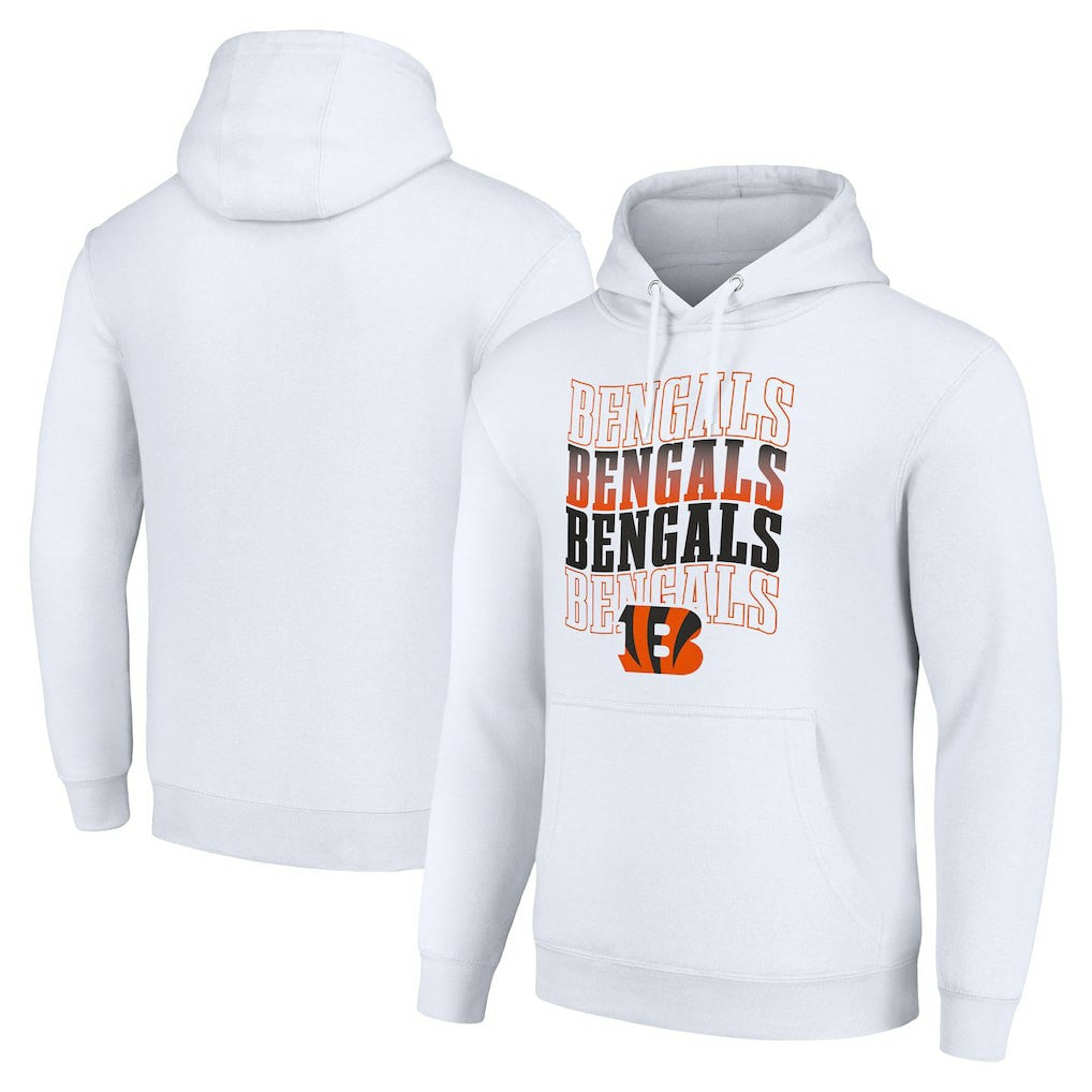 Cincinnati Bengals Starter Four Team Name Logo Fleece Pullover Hoodie - White - NFL