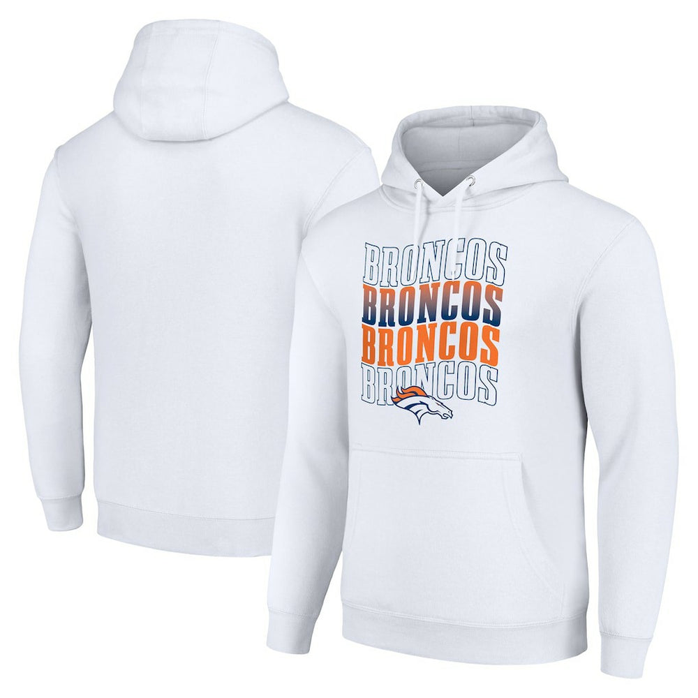 Denver Broncos Starter Four Team Name Logo Fleece Pullover Hoodie - White - NFL