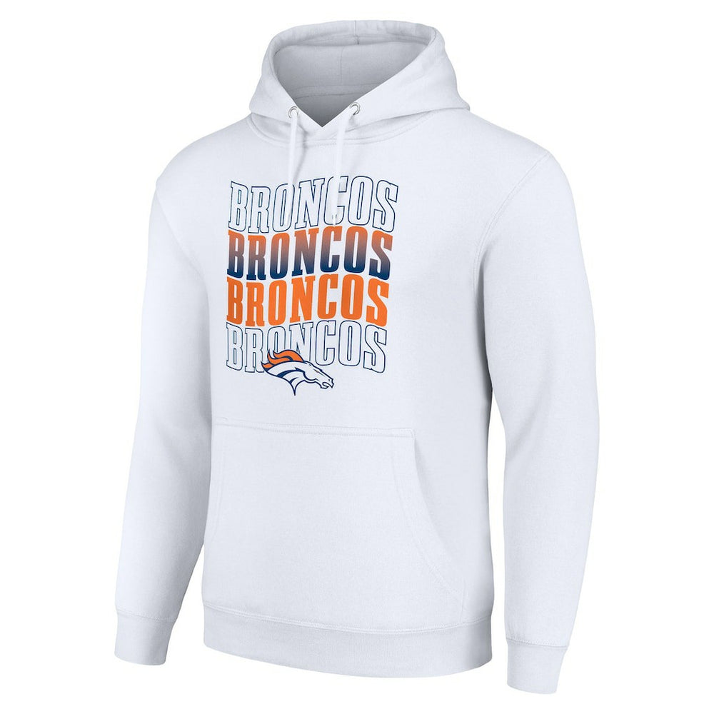 Denver Broncos Starter Four Team Name Logo Fleece Pullover Hoodie - White - NFL
