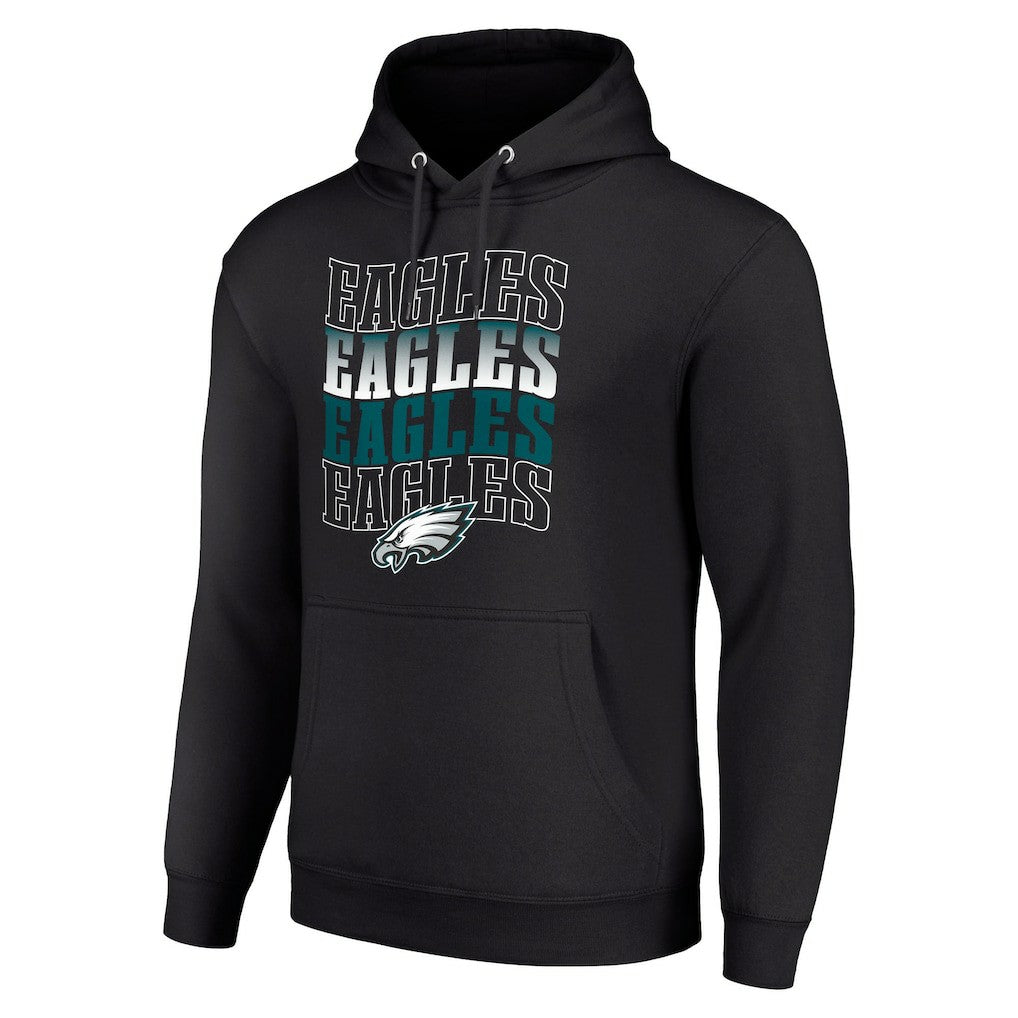 Philadelphia Eagles Starter Four Team Name Logo Fleece Pullover Hoodie - Black - NFL