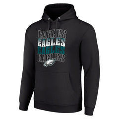 Philadelphia Eagles Starter Four Team Name Logo Fleece Pullover Hoodie - Black - NFL