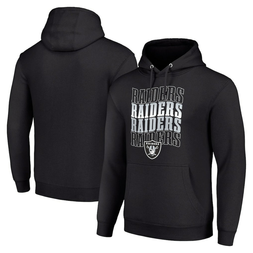 Las Vegas Raiders Starter Four Team Name Logo Fleece Pullover Hoodie - Black - NFL