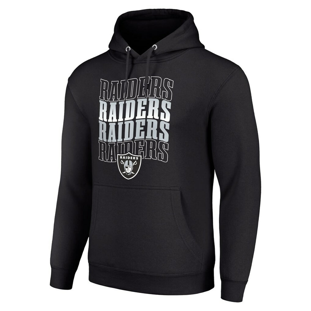 Las Vegas Raiders Starter Four Team Name Logo Fleece Pullover Hoodie - Black - NFL