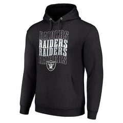 Las Vegas Raiders Starter Four Team Name Logo Fleece Pullover Hoodie - Black - NFL