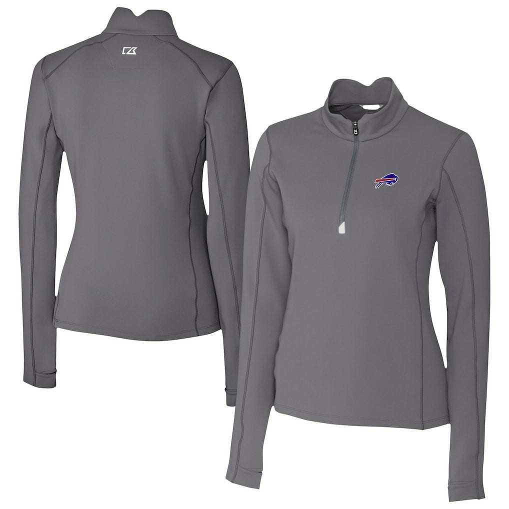 Buffalo Bills Cutter & Buck Women's Traverse Stretch Quarter-Zip Pullover Top - Gray - NFL