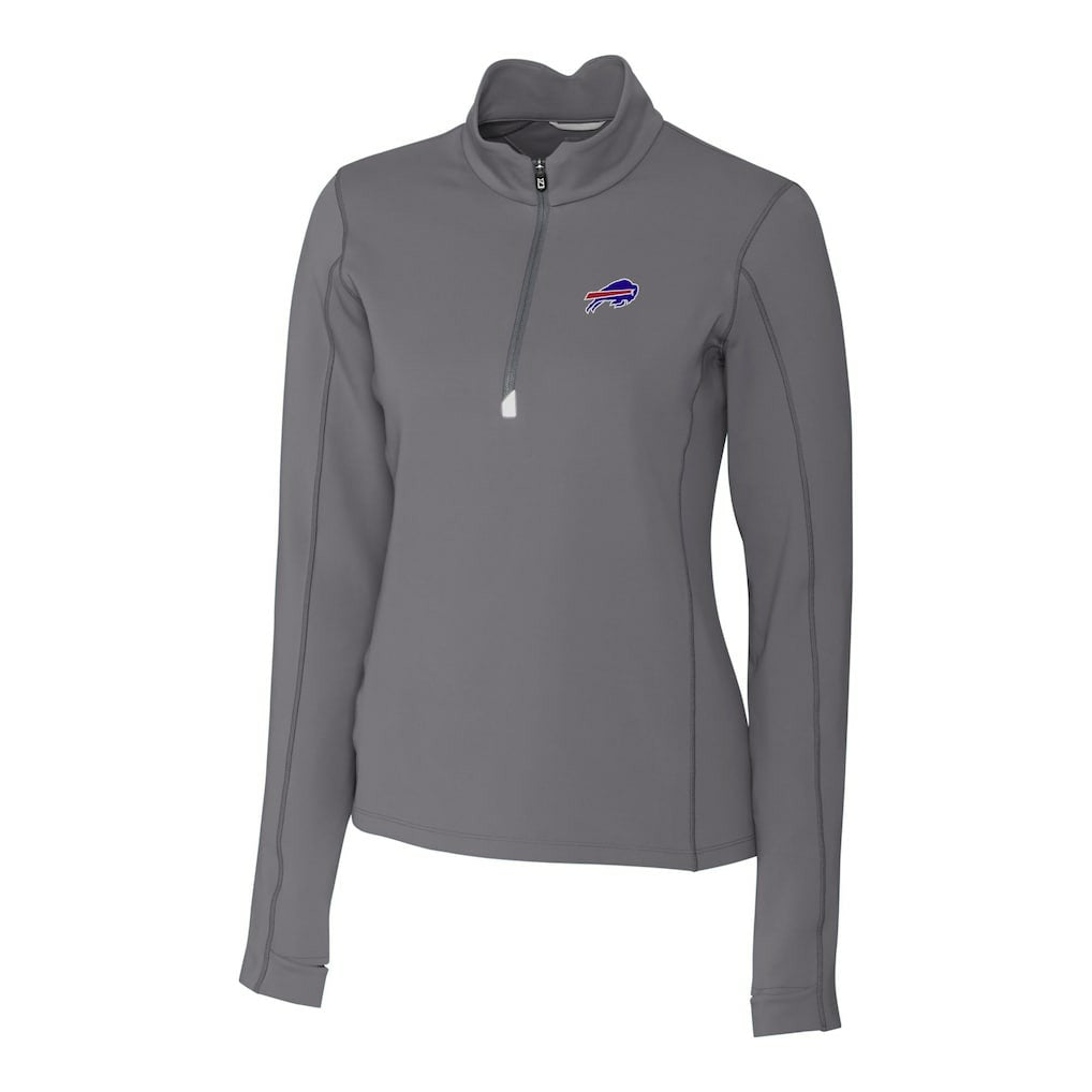 Buffalo Bills Cutter & Buck Women's Traverse Stretch Quarter-Zip Pullover Top - Gray - NFL