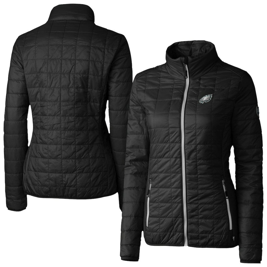 Philadelphia Eagles Cutter & Buck Women's Rainier PrimaLoft Eco Insulated Full-Zip Puffer Jacket - Black - NFL