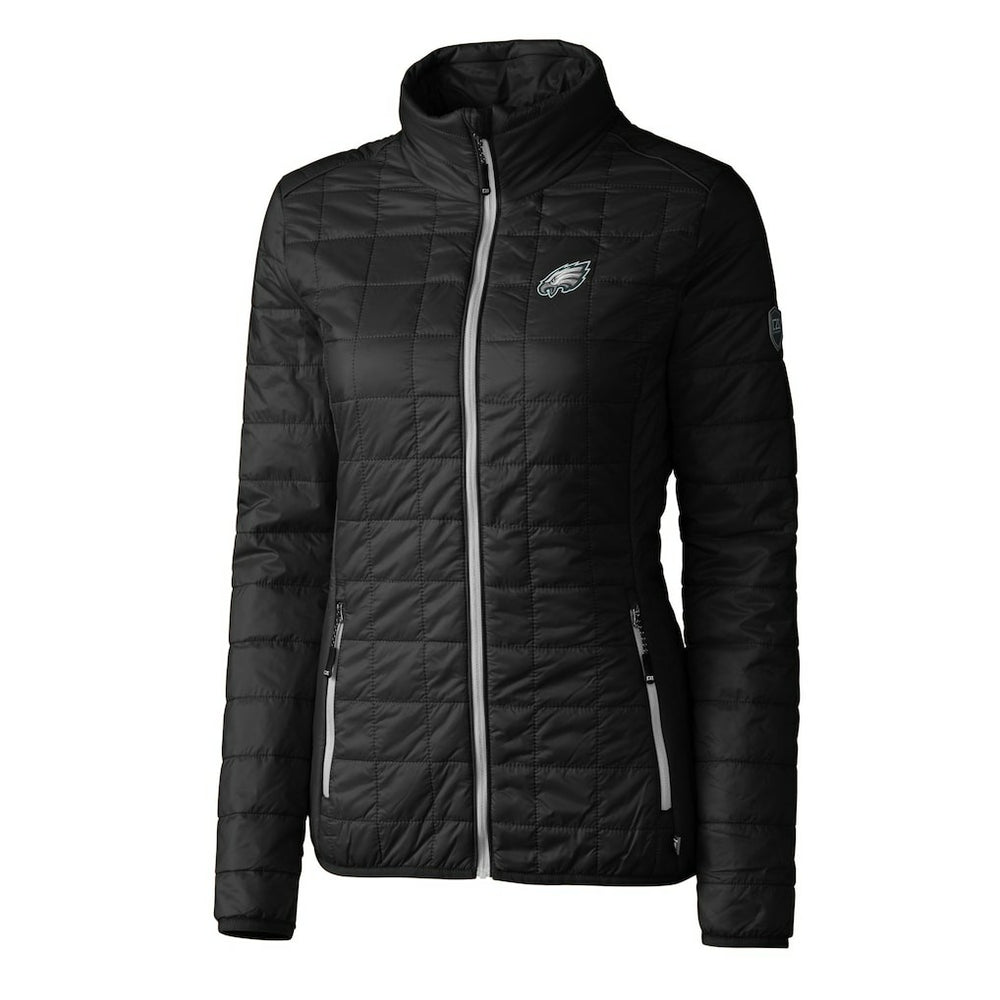 Philadelphia Eagles Cutter & Buck Women's Rainier PrimaLoft Eco Insulated Full-Zip Puffer Jacket - Black - NFL