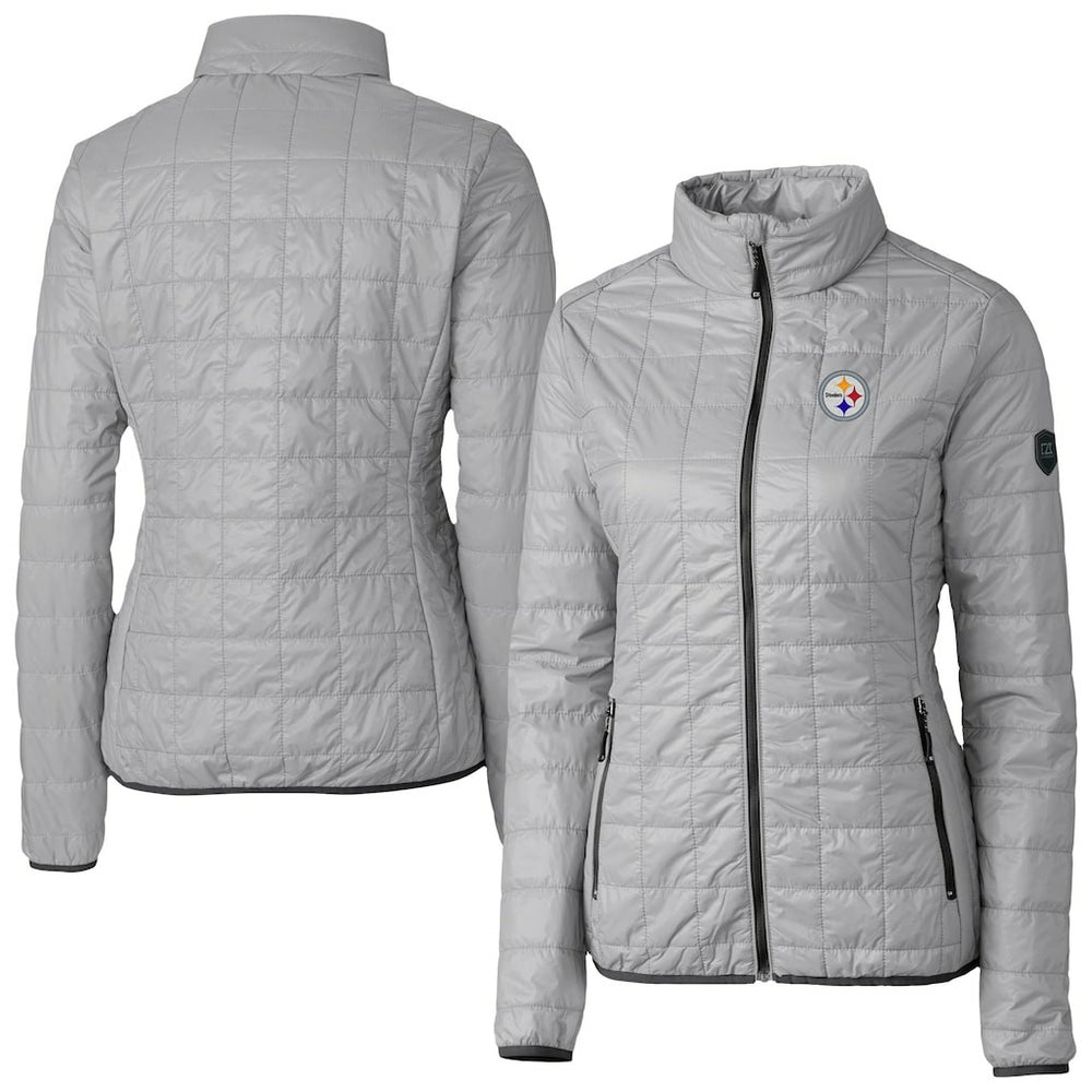 Pittsburgh Steelers Cutter & Buck Women's Rainier PrimaLoft Eco Insulated Full-Zip Puffer Jacket - Gray - NFL