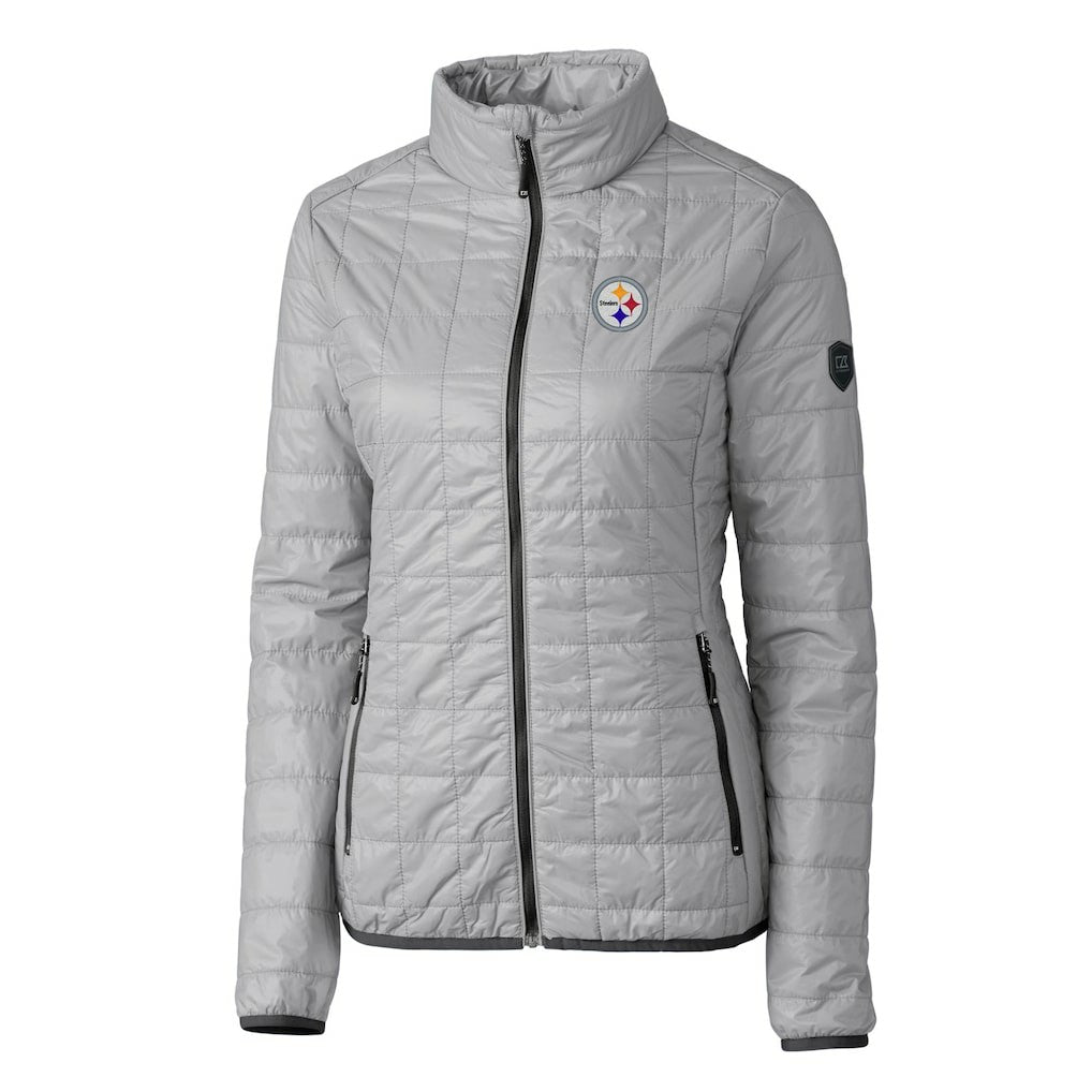 Pittsburgh Steelers Cutter & Buck Women's Rainier PrimaLoft Eco Insulated Full-Zip Puffer Jacket - Gray - NFL