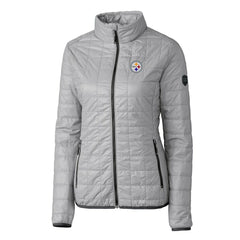Pittsburgh Steelers Cutter & Buck Women's Rainier PrimaLoft Eco Insulated Full-Zip Puffer Jacket - Gray - NFL