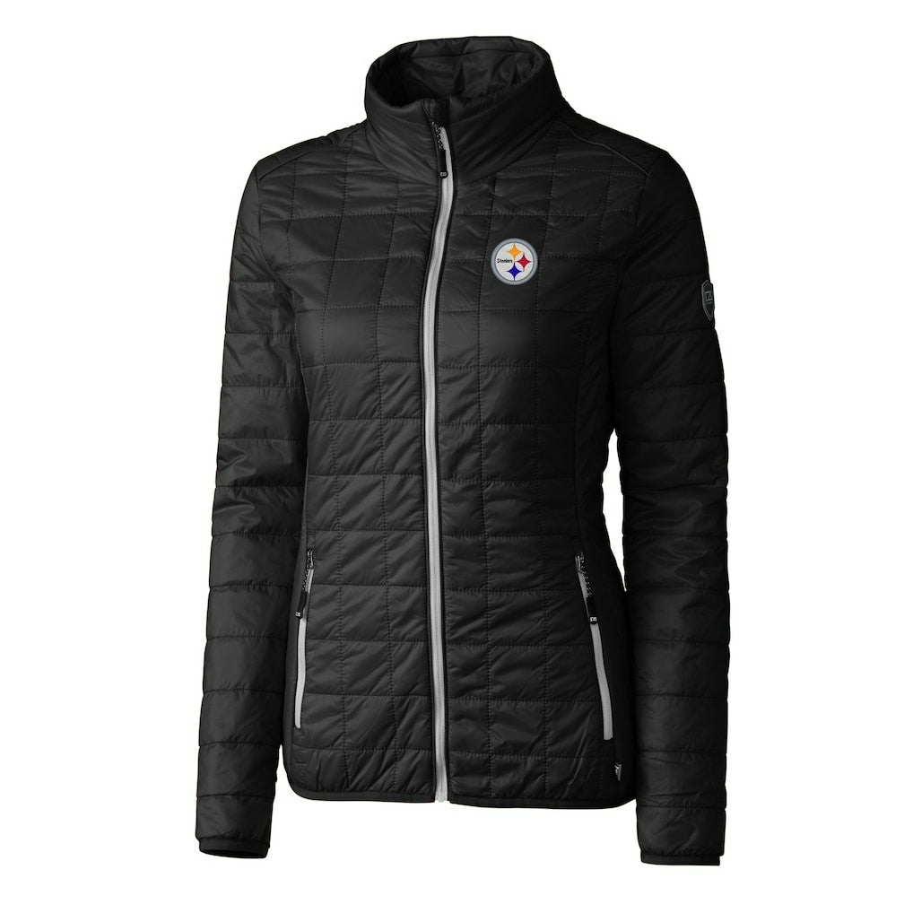 Pittsburgh Steelers Cutter & Buck Women's Rainier PrimaLoft Eco Insulated Full-Zip Puffer Jacket - Black - NFL