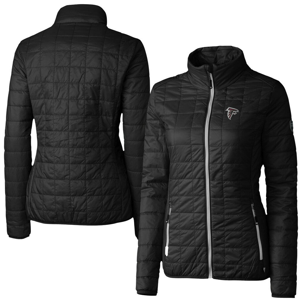 Atlanta Falcons Cutter & Buck Women's Rainier PrimaLoft Eco Insulated Full-Zip Puffer Jacket - Black - NFL