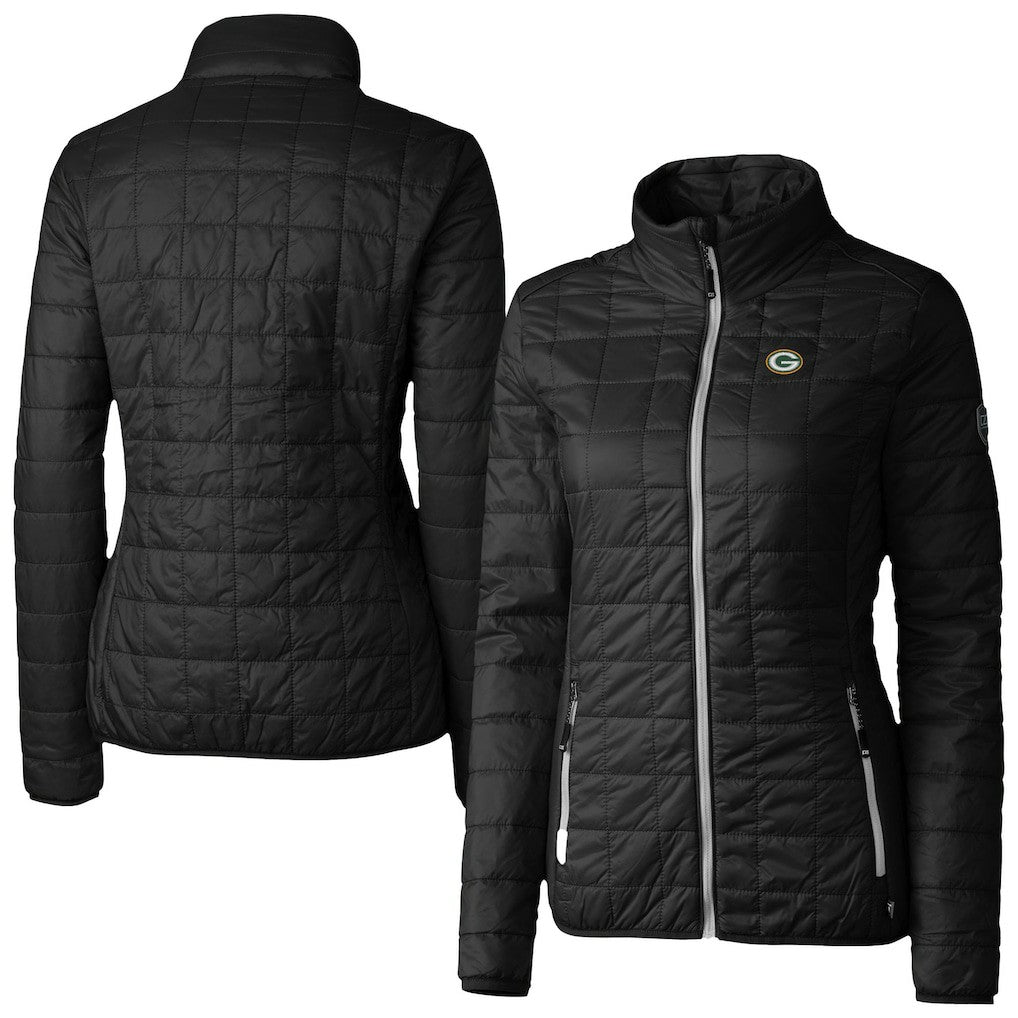 Green Bay Packers Cutter & Buck Women's Rainier PrimaLoft Eco Insulated Full-Zip Puffer Jacket - Black - NFL