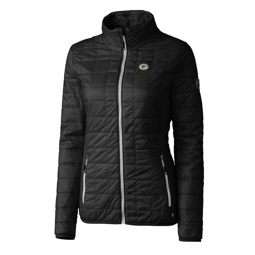 Green Bay Packers Cutter & Buck Women's Rainier PrimaLoft Eco Insulated Full-Zip Puffer Jacket - Black - NFL