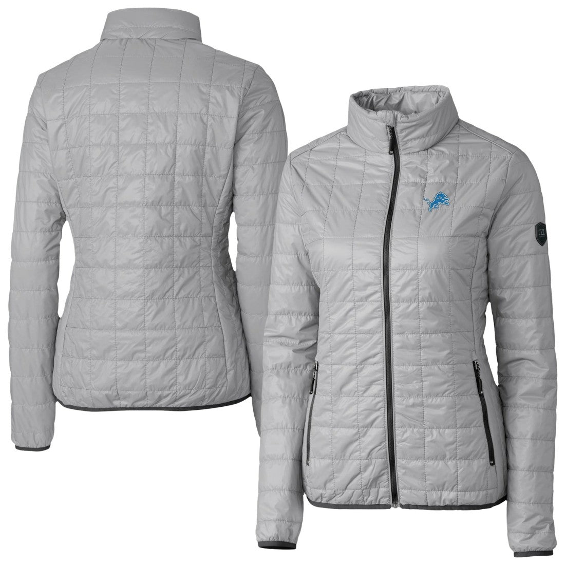 Detroit Lions Cutter & Buck Women's Rainier PrimaLoft Eco Insulated Full-Zip Puffer Jacket - Gray - NFL